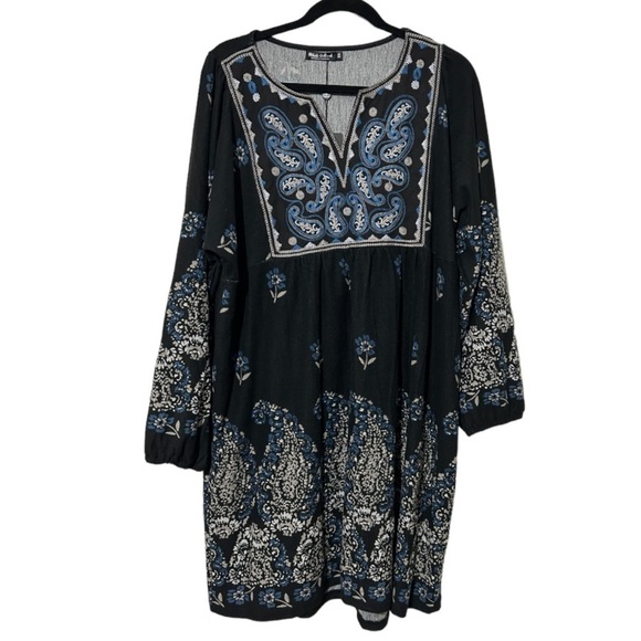 NWT White Mark Apolline Long Sleeve Bohemian Embroidered Sweater Dress Sz 2X - Picture 2 of 13